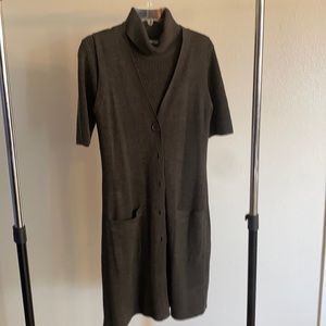 Cardigan - Turtleneck sweater dress combo.